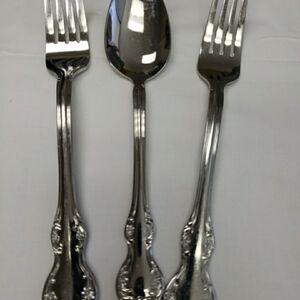 Wallace CAMDEN 2 Dinner Forks 1 Serving Spoon 18/10 Stainless Flatware Glossy